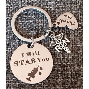 Keychain New Register Nurse phlebotomist I Will Stab You Heart RN Symbol